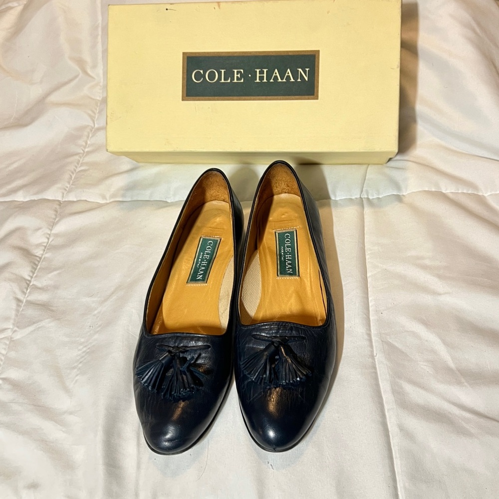 Cole Haan Dark Blue Leather Tassel Loafers
